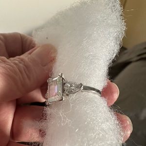 Aurora borealis ring, Sterling silver with cubic and other gemstone